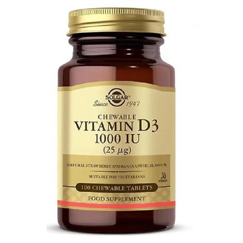 Solgar Solgar Vitamin D3 Cheaweble 1000 IU 100 Tablet