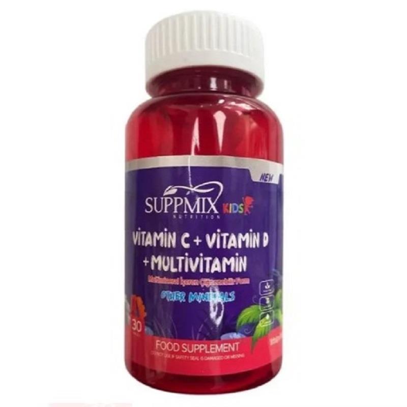 SUPPMİX Suppmix Vitamin C D Multivitamin Çiğnenebilir Form 30 Gummies