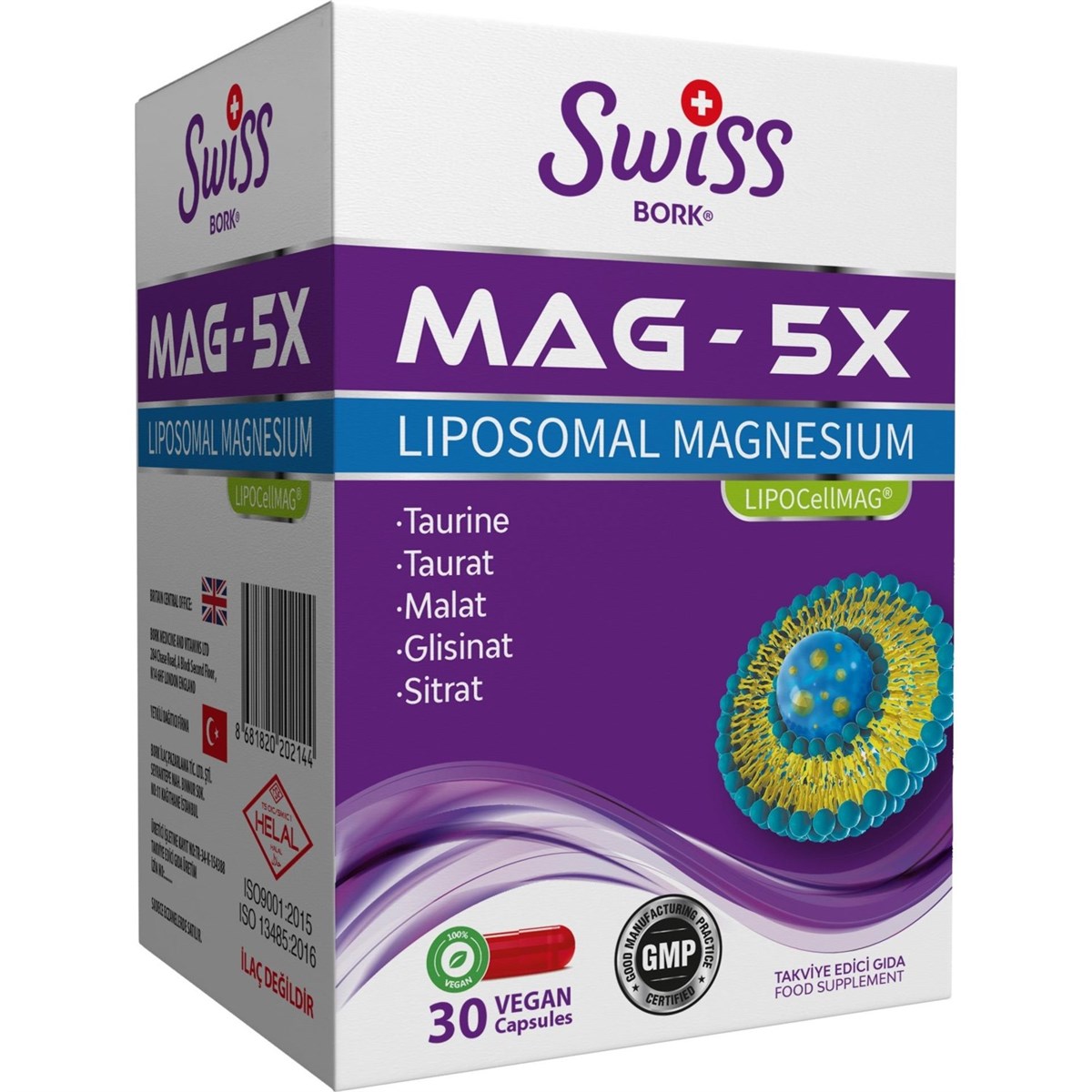 Swiss Swiss Bork Mag-5X Liposomal Magnesium 30 Kapsül