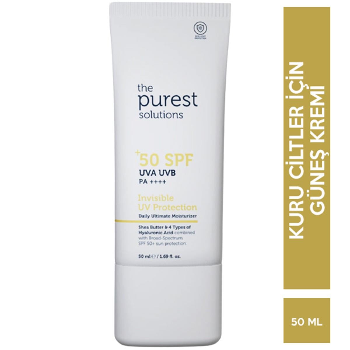 The Purest The Purest Solutions Invisible UV Protection Günlük Kullanıma Uygun Nemlendiricili Güneş Kremi SPF50+ 50 ml