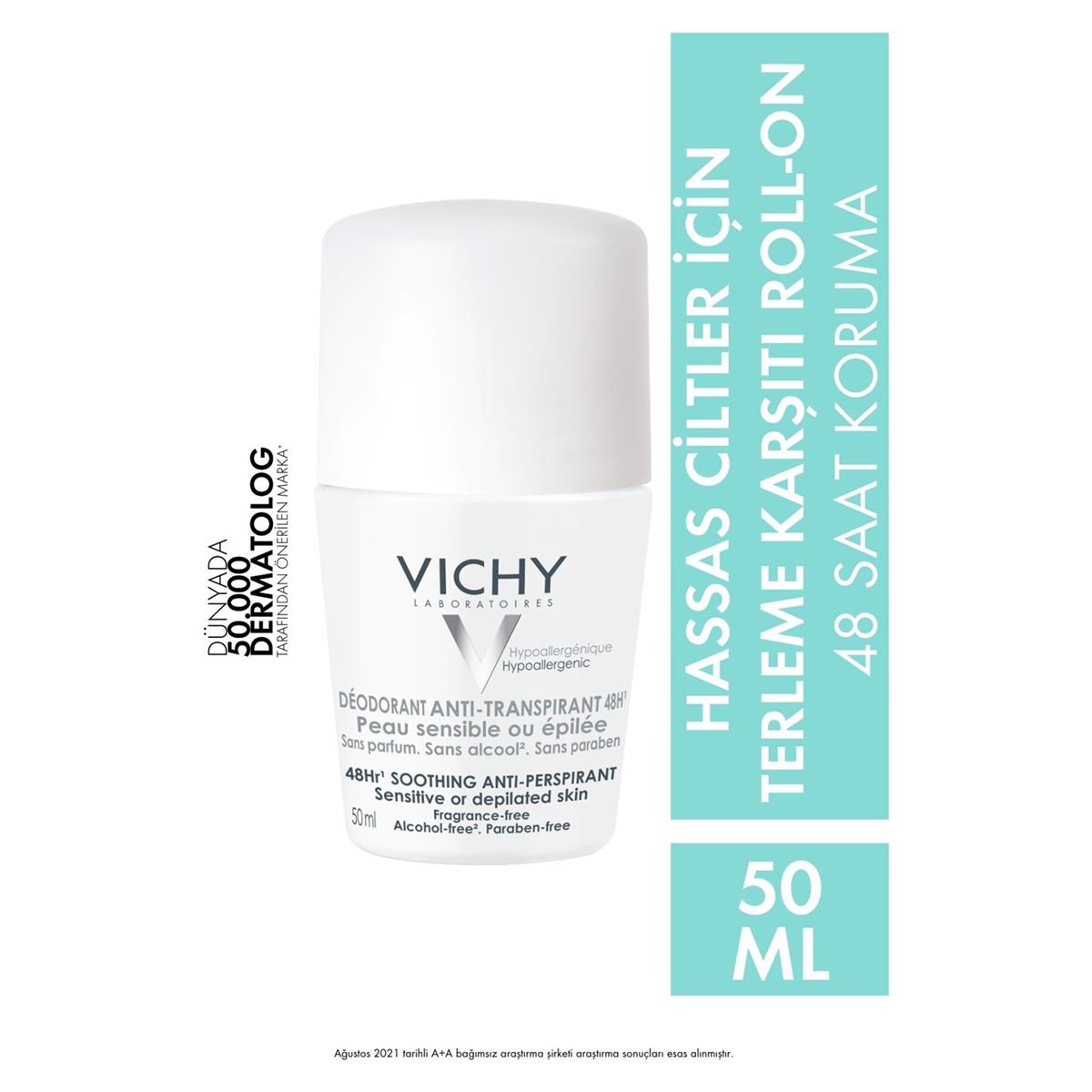 VİCHY Vichy Roll-On Deodorant Hassas ve Epilasyon Yapılmış Ciltler için 50 ml