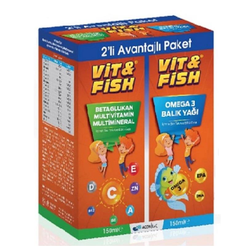 Vit&Fish Vit&Fish Omega 3 Balık Yağı 150 ml + Beta Glukan Multivitamin & Multimineral 150 ml
