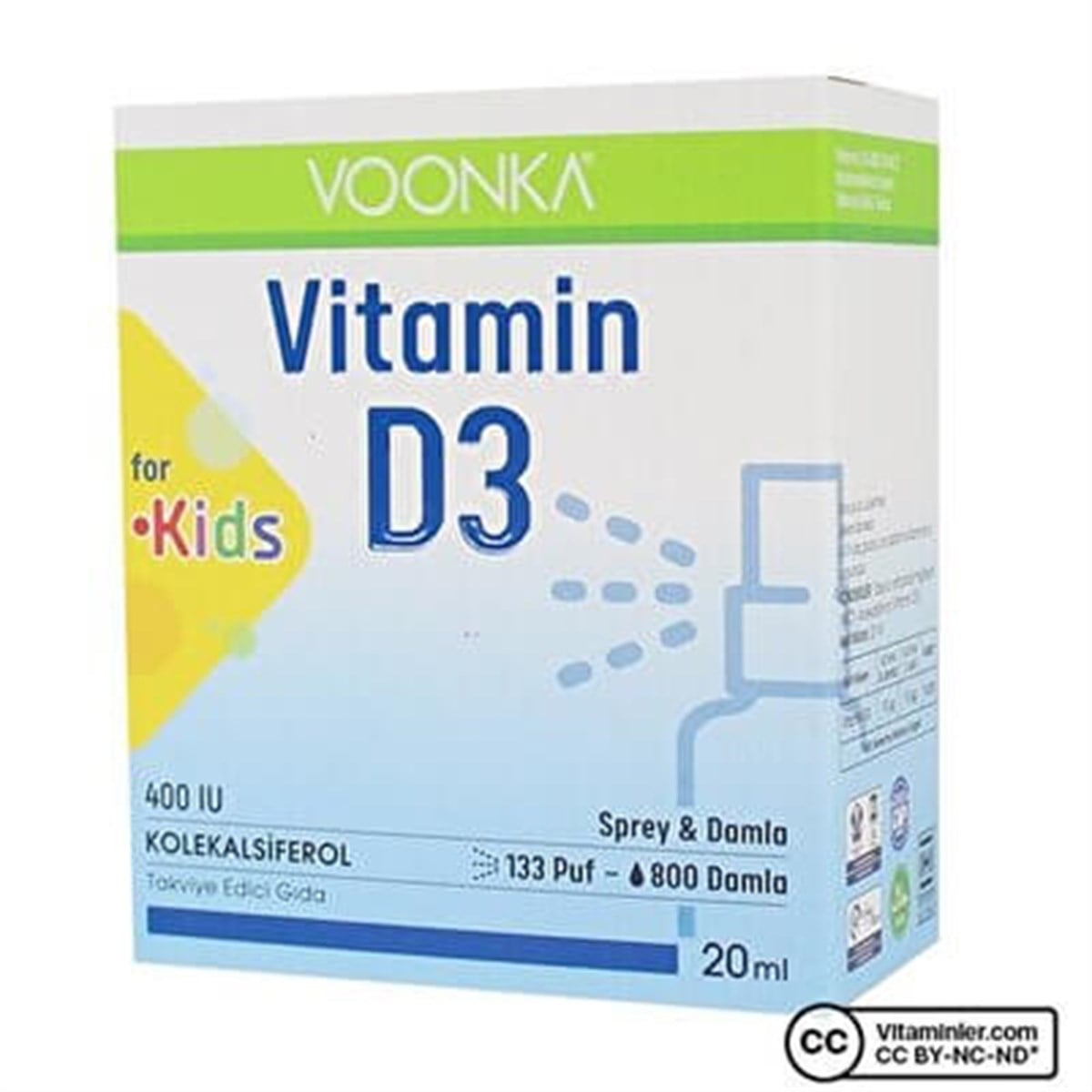 VOONKA Voonka Vitamin D3 400 IU Kids Sprey 20 ml