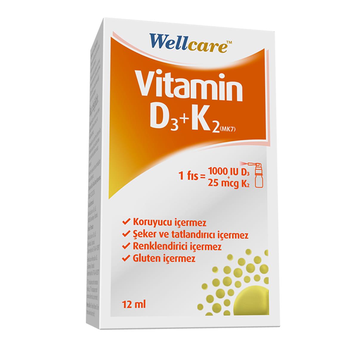 WELLCARE Wellcare Vitamin D3 + K2 25 mcg 1000 IU 12 ml
