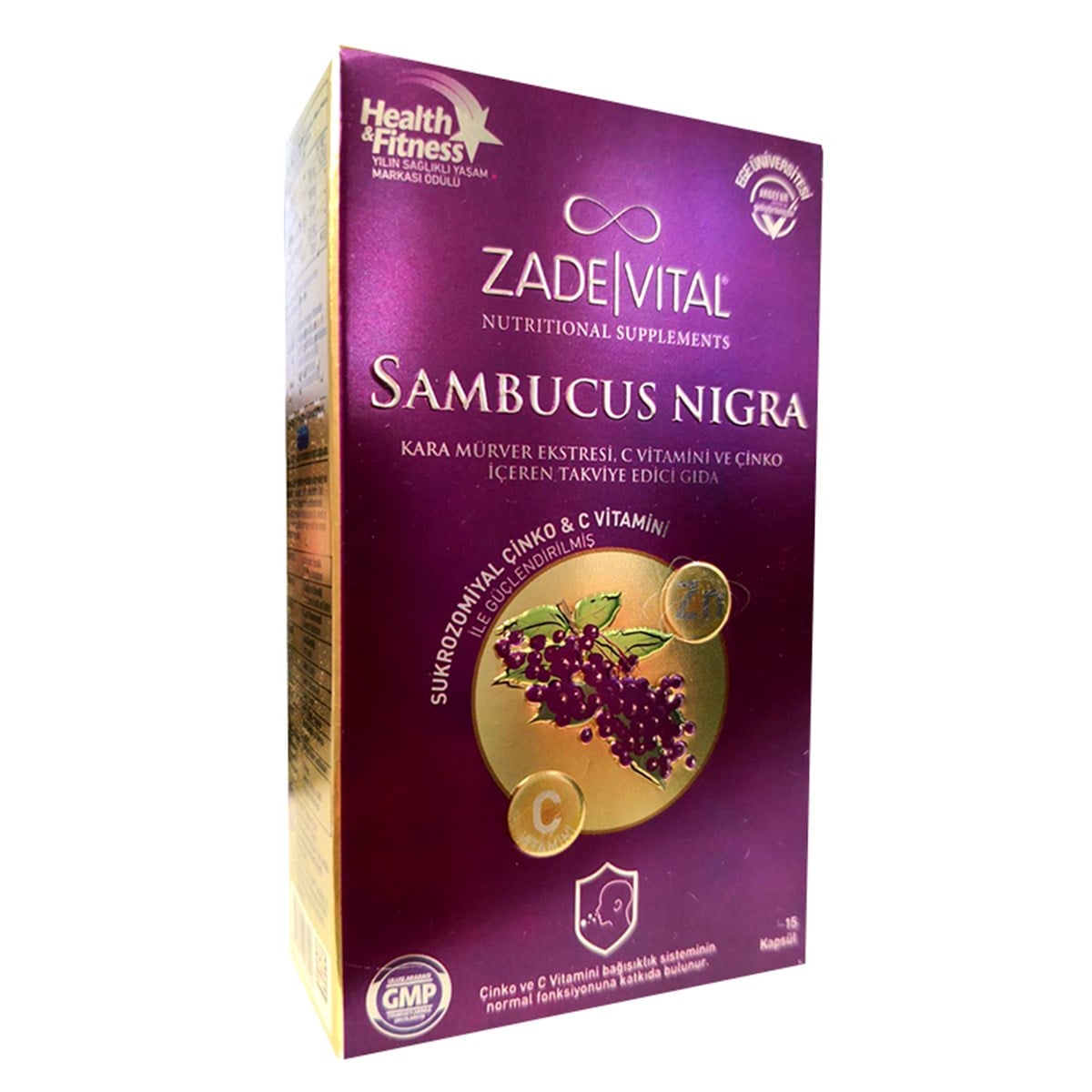 Zade Vital Sambucus Nigra Kara Mürver Ekstreli C Vitamini & Çinko İçeren 15 Kapsül SKT:10/20