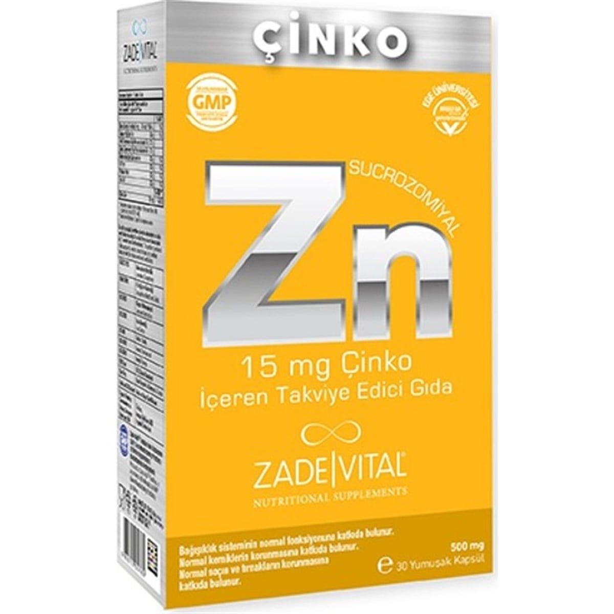 Zade Vital Zade Vital  Çinko ( Zinc ) Takviye Edici Gida 30 Yumuşak Kapsül