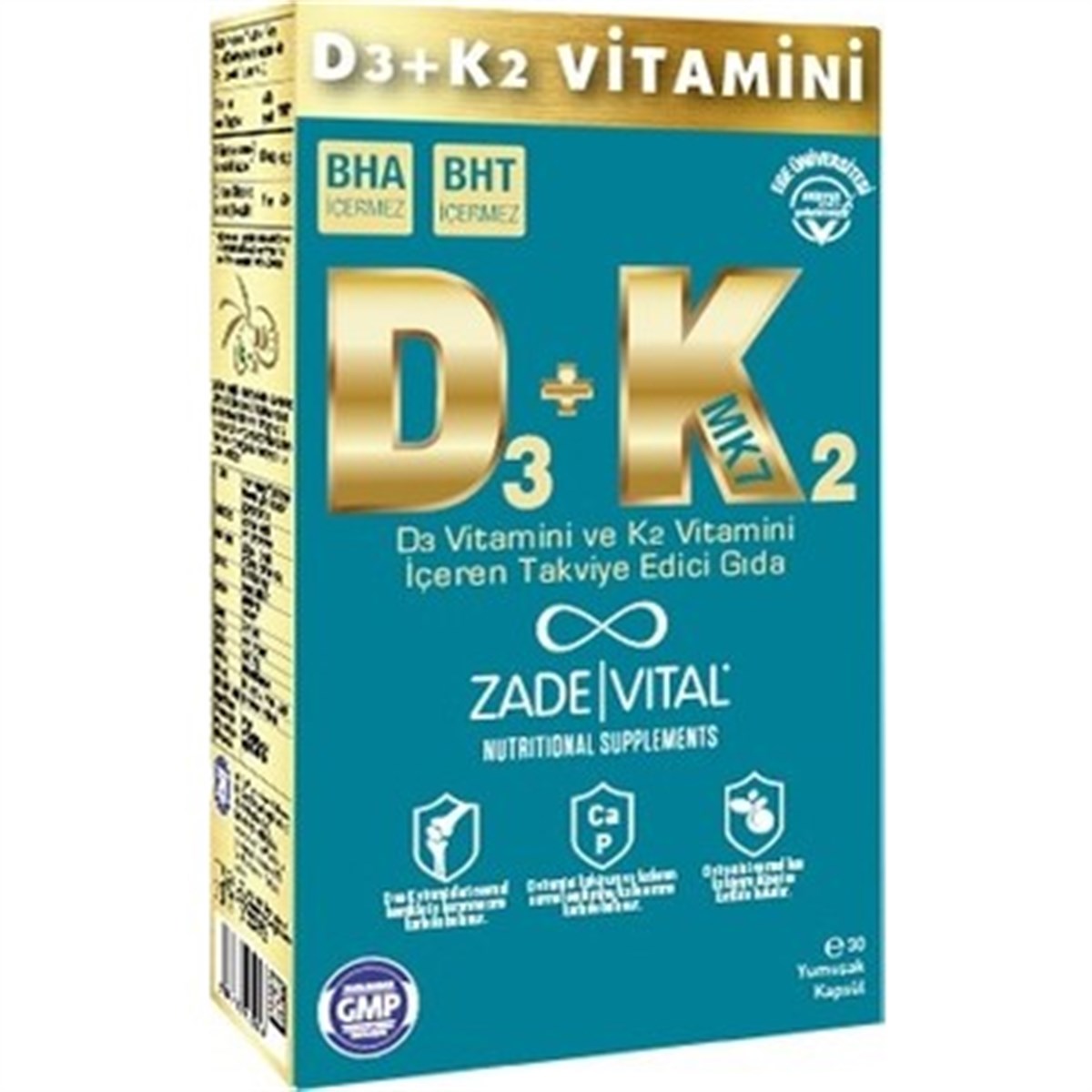 Zade Vital Zade Vital D3+K2 Vit Blister 30 Kapsül
