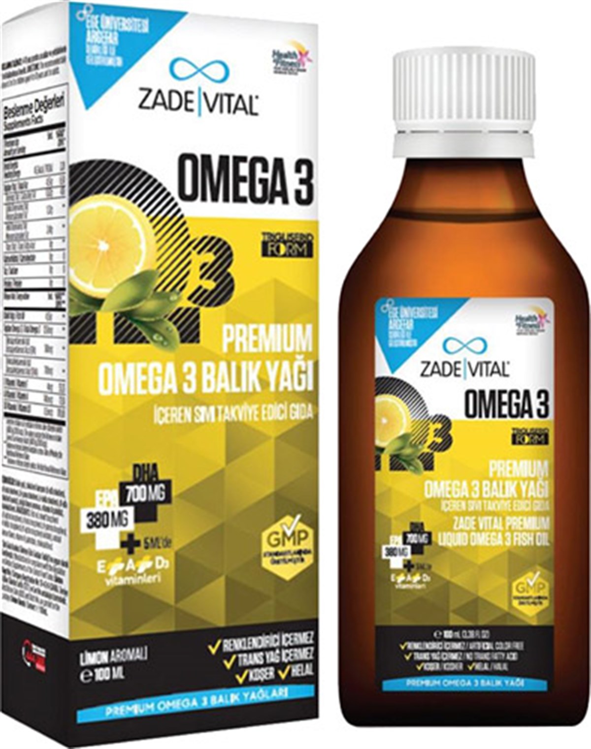 Zade Vital Zade Vital Omega 3 Balik Yaği Şurubu Limon Aromali 100 ml