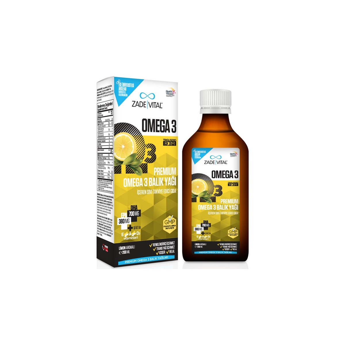 Zade Vital Zade Vital Omega 3 Balik Yaği Şurubu Limon Aromali 200 ml