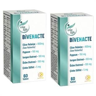 Kuazar İlaç Bivenacte Cüce Palmiye (Saw Palmetto), Pygeum  60 Tablet - 2'li