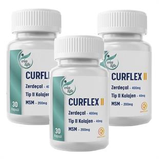 Kuazar İlaç Curflex Tip 2 Kolajen, MSM, Zerdeçal 30 Kapsül - 3'lü