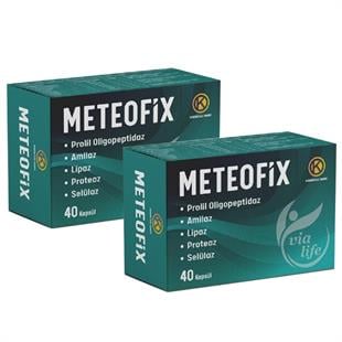 Kuazar İlaç Meteofix Propil Oligopeptidaz, Amilaz, Lipaz, Proteaj, Selülaz, Bromelain, Zencefil Sindirim Enzimler 40 Kapsül - 2'li