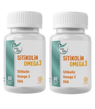 Vialife Sitikolin Omega-3 DHA Folik Asit 60 Kapsül - 2'li