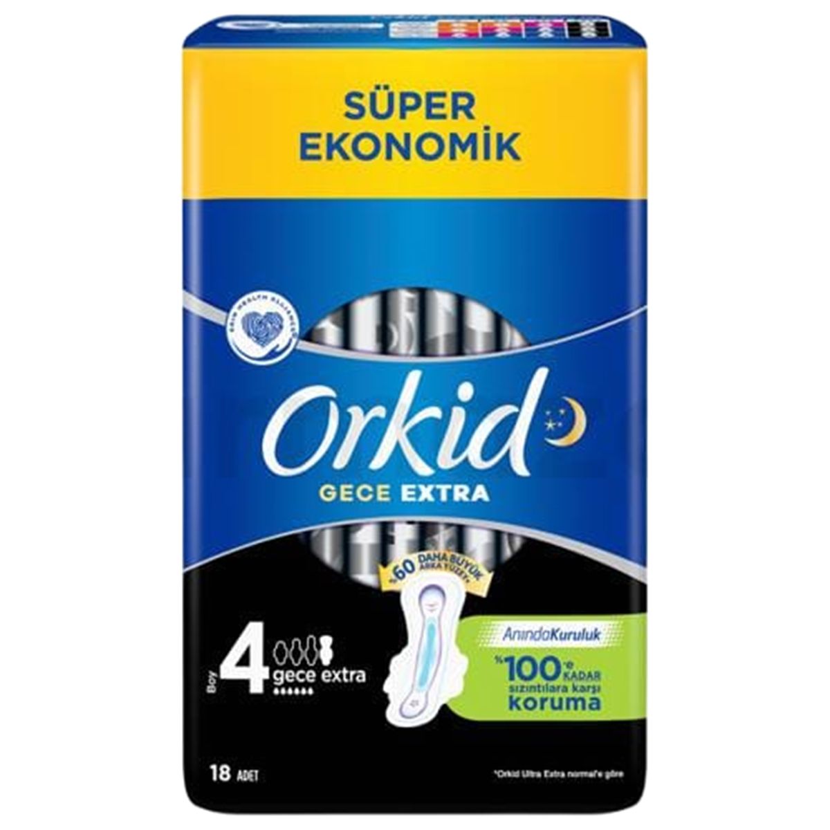  Orkid Ultra Extra Dörtlü Extra Hijyenik Ped Gece 18'li