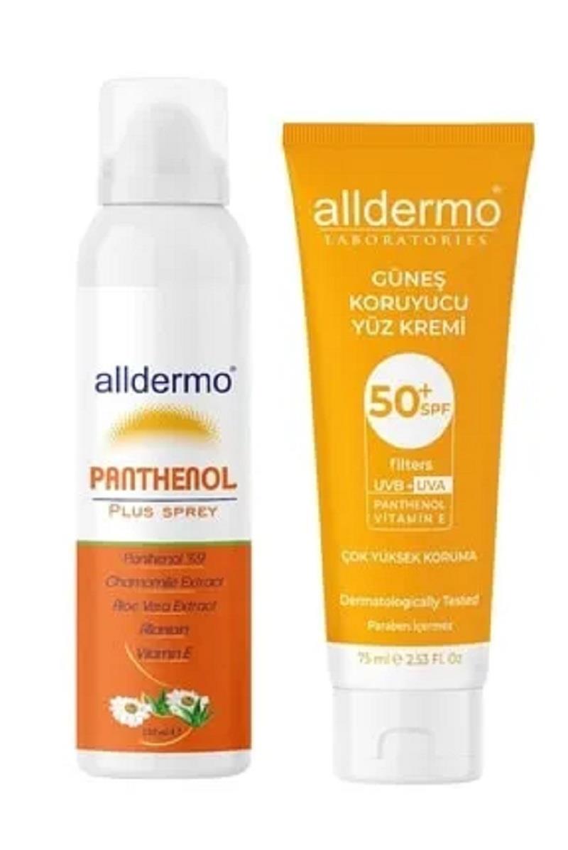ALLDERMO Alldermo SPF50 Güneş Koruyucu Krem 75 ml & Panthenol Plus Sprey 150 ml