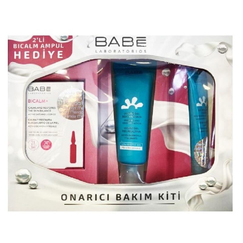 Babe Babe Onarıcı Bakım Kiti - Hydro 24H Reactive Skin 50 ml + Lip Repairing Cream 15 ml + Bicalm Ampul 4 ml