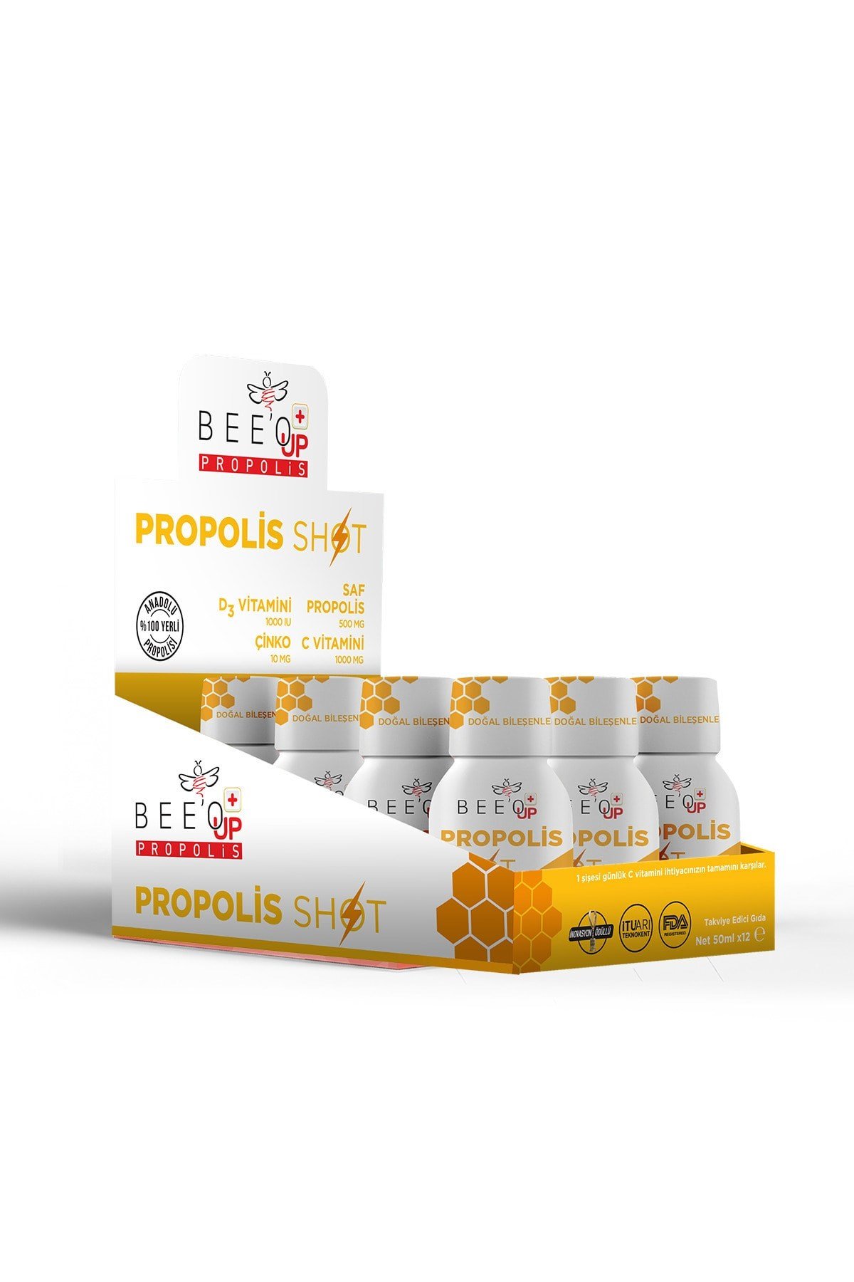 BEE'O Bee'o Up Propolis Çinko+D3+C Shot 50 ml - 12 Adet