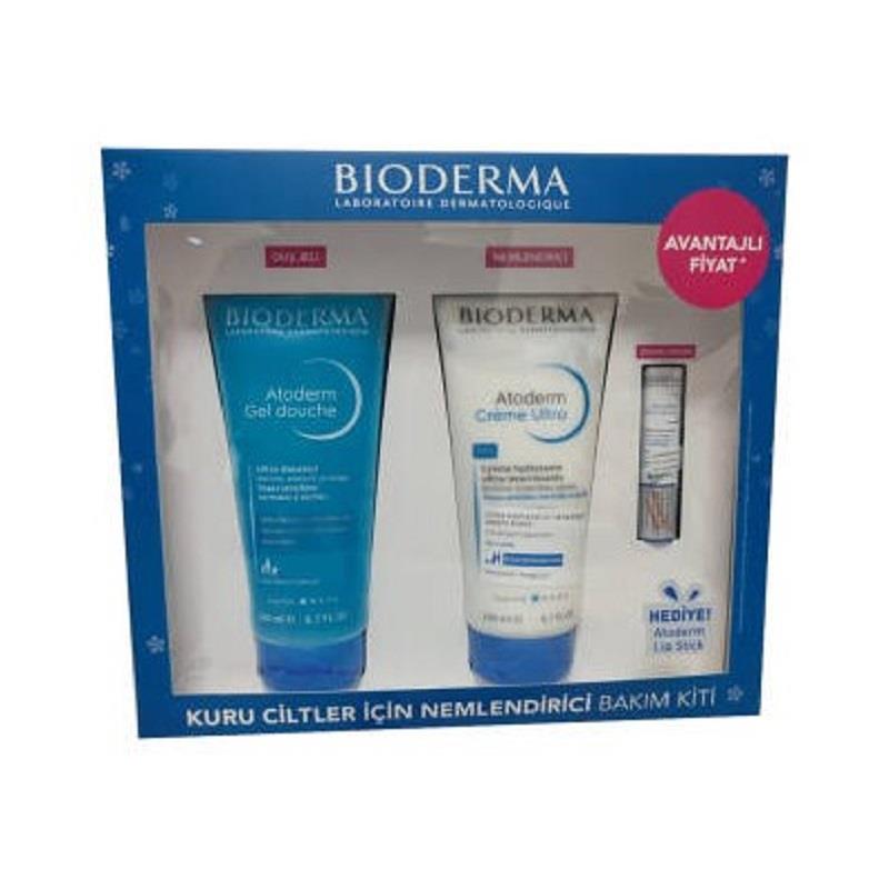 Bioderma Bioderma Atoderm Kuru Ciltler İçin Nemlendirici Bakım Kiti - Duş Jeli 200 ml + Nemlendirici 200 ml + Dudak Bakım 4 gr