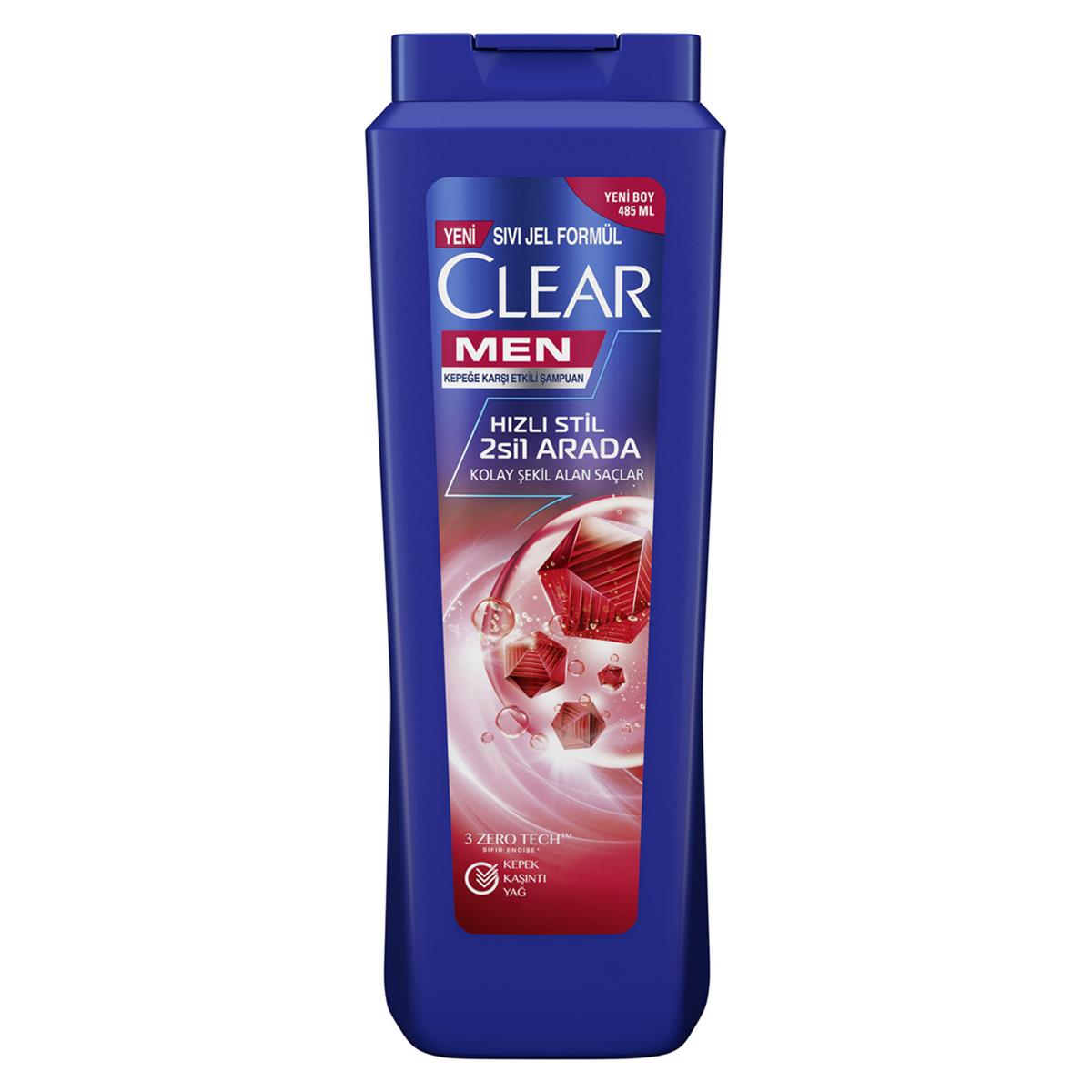 Clear Men Clear Men 2'si 1 Arada Hızlı Stil Şampuan 485 ml 