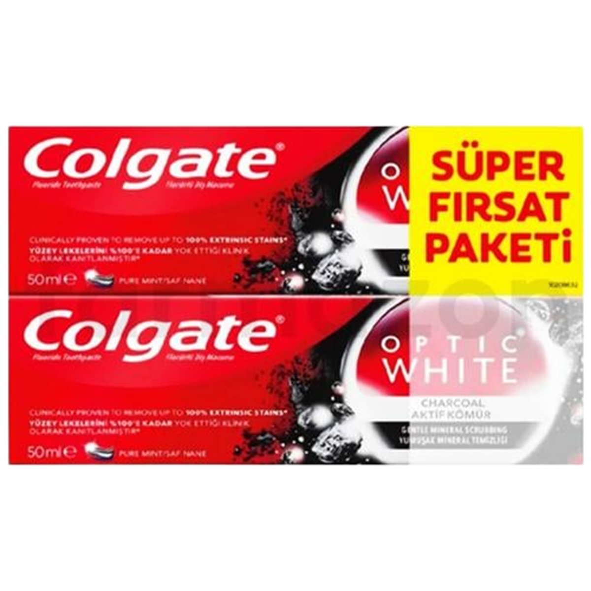 COLGATE Colgate Optic White Charcoal Diş Macunu 50 ml - 2'li Fırsat Paketi