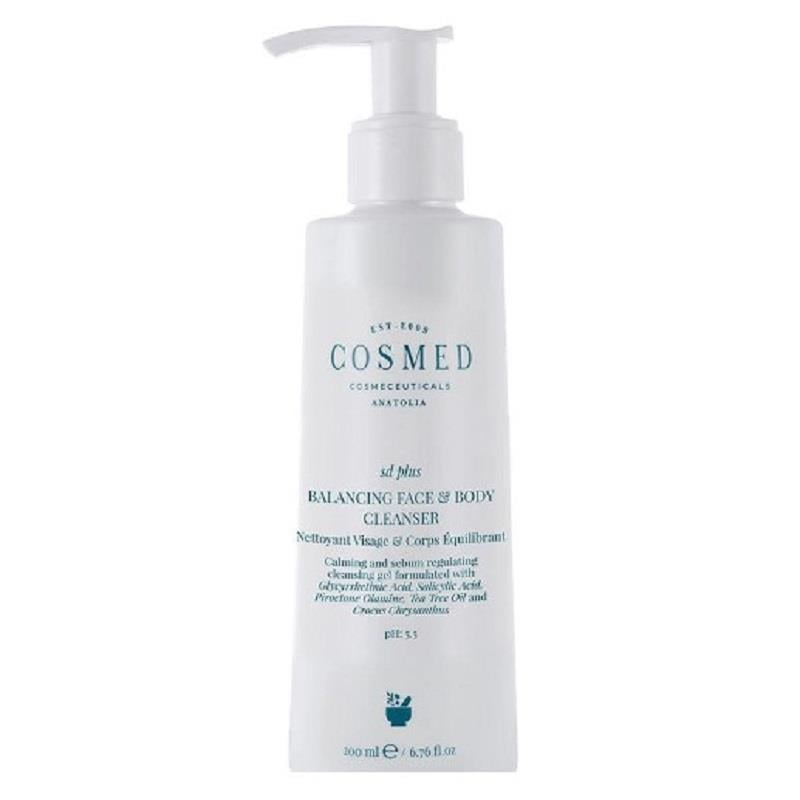 Cosmed Cosmed SD Plus Balancing Face & Body Cleanser - Yağlı Pullanma Sorunu Yaşayan Ciltler için Temizleme Jeli - Salisilik Asit ve Çay Ağacı Yağı İçeren Temizleyici 200 ml