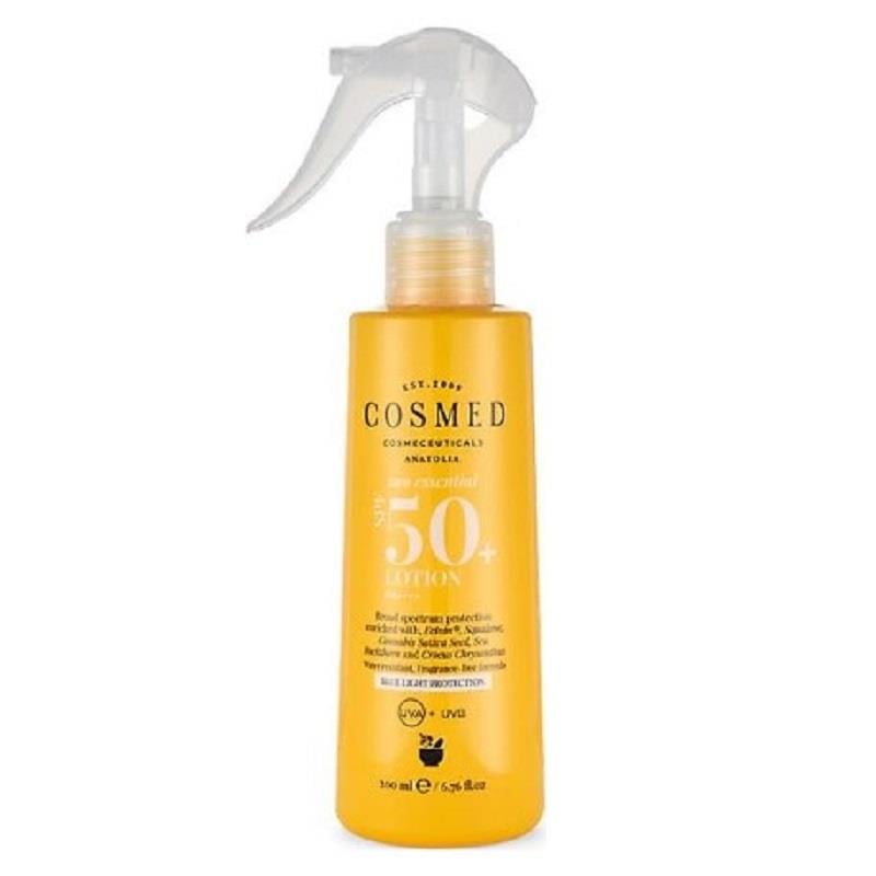 Cosmed Cosmed Sun Essential Lotion SPF50 Tüm Cilt Tipleri için Aile Boy Yüz ve Vücut Sprey Güneş Kremi 200 ml