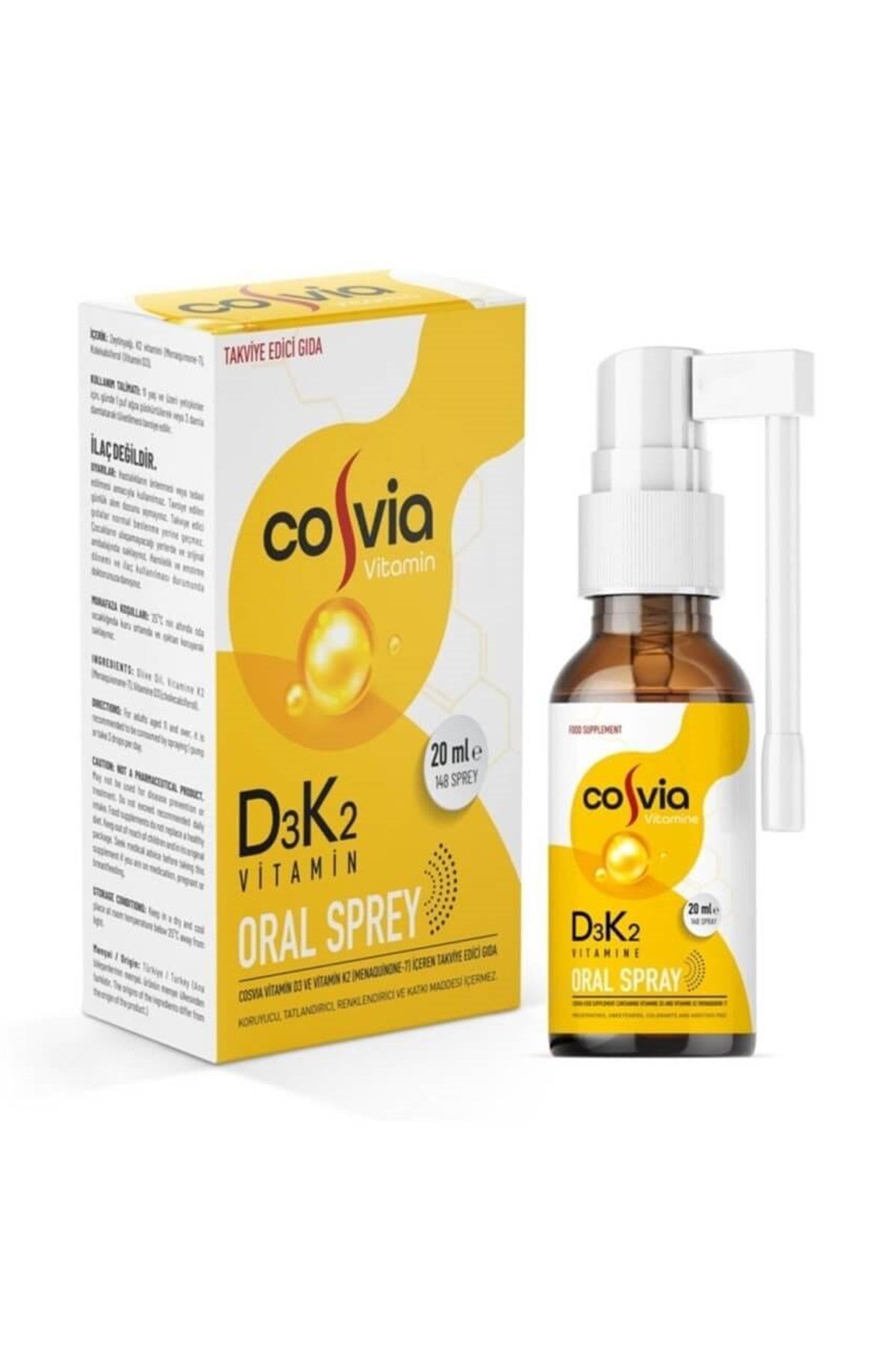 Cosvia Cosvia Vitamin D3 K2 Menaquinone-7 Oral Sprey 20 ml
