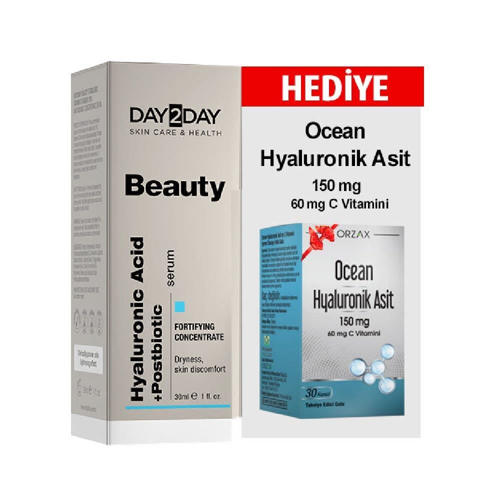 Day2Day Day2day Beauty Hyaluronic Acid Serum 30 ml + Ocean Hyaluronik Asit 150 mg 30 Kapsül