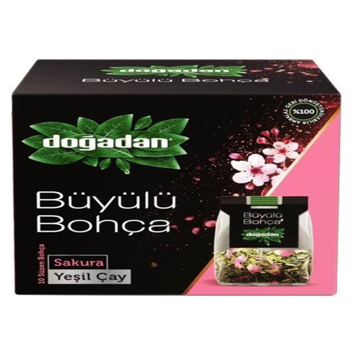 Doğadan Doğadan Büyülü Bohça Yeşil Çay Sakura 10 Bohça