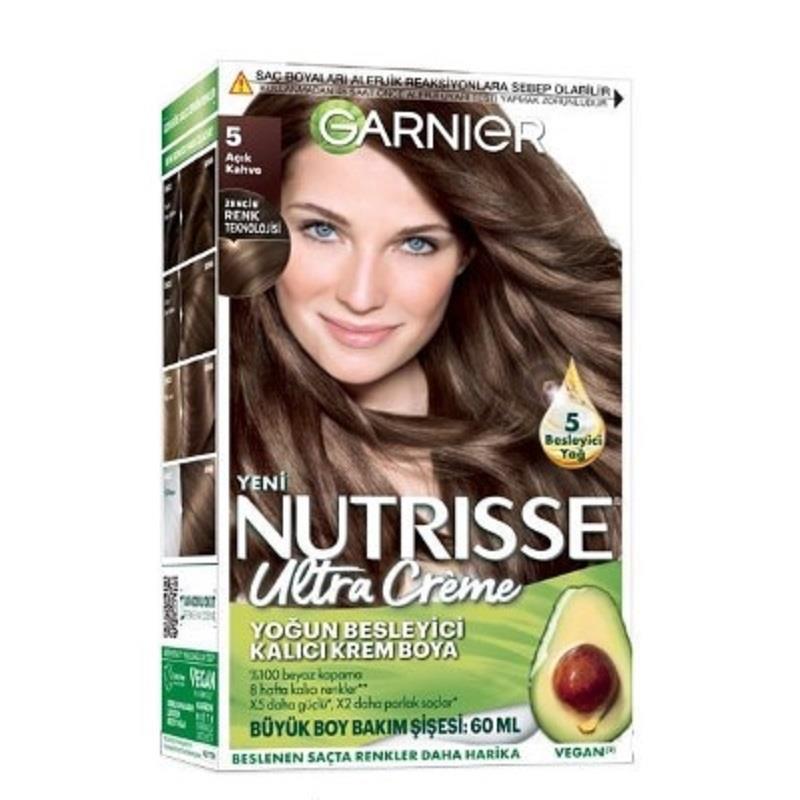 Garnier Garnier Nutrisse Yoğun Besleyici Kalıcı Krem Saç Boyası - Açık Kahverengi 5,0