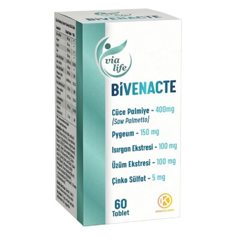 Kuazar İlaç Bivenacte Cüce Palmiye (Saw Palmetto), Pygeum  60 Tablet