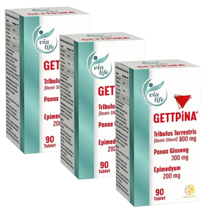 Kuazar İlaç Gettpina Tribulus, Gingseng, Epimedium 90 Tablet - 3'lü