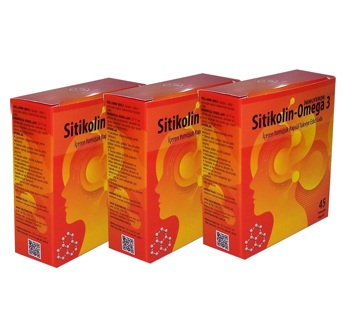 Kuazar İlaç Sitikolin-Omega 3 45 Softjel - 3'lü