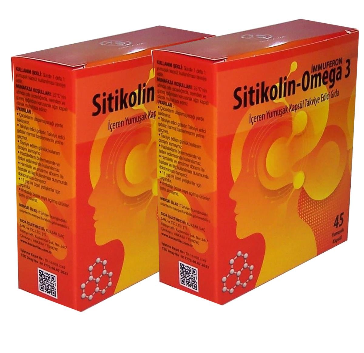 Kuazar İlaç Sitikolin-Omega 3 45 Softjelt - 2'li