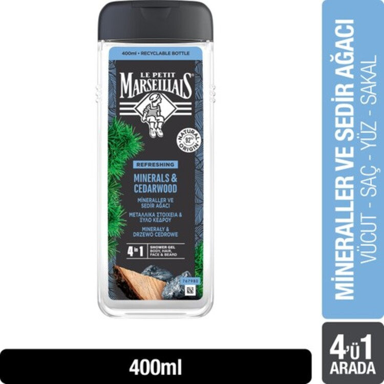 Le Petit Marseillais Le Petit Marseillais Duş Jeli For Men Mineral ve Sedir Ağacı 400 ml