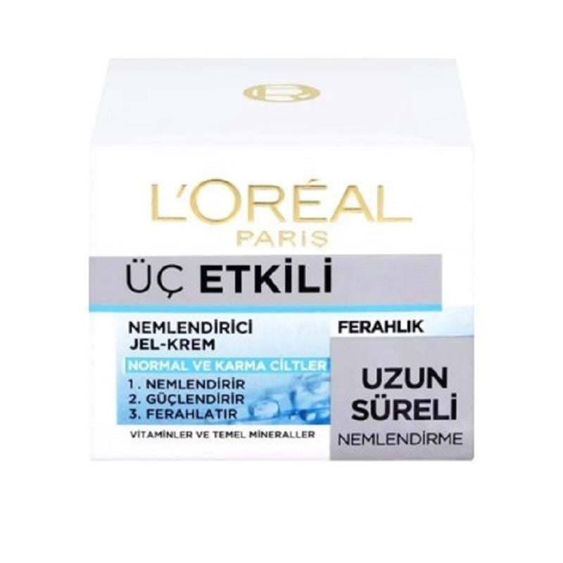 L'Oreal Paris L'Oreal Paris 3 Etkili Nemlendiricili Jel Krem Normal ve Karma Ciltler İçin 50 ml