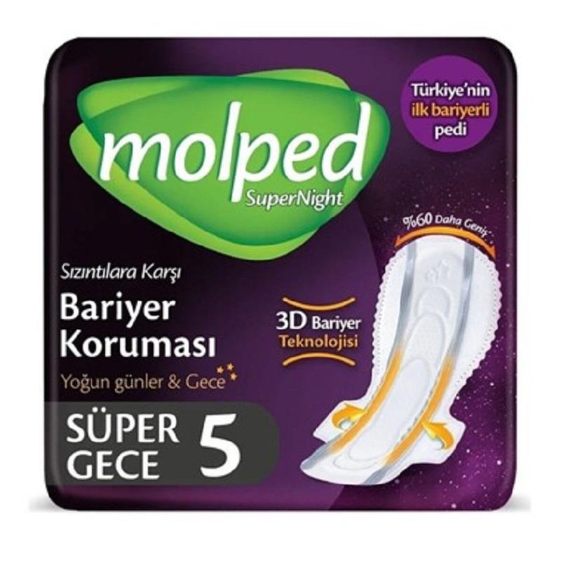 Molped Molped Supernight Hijyenik Kadın Pedi Super Gece 5'li