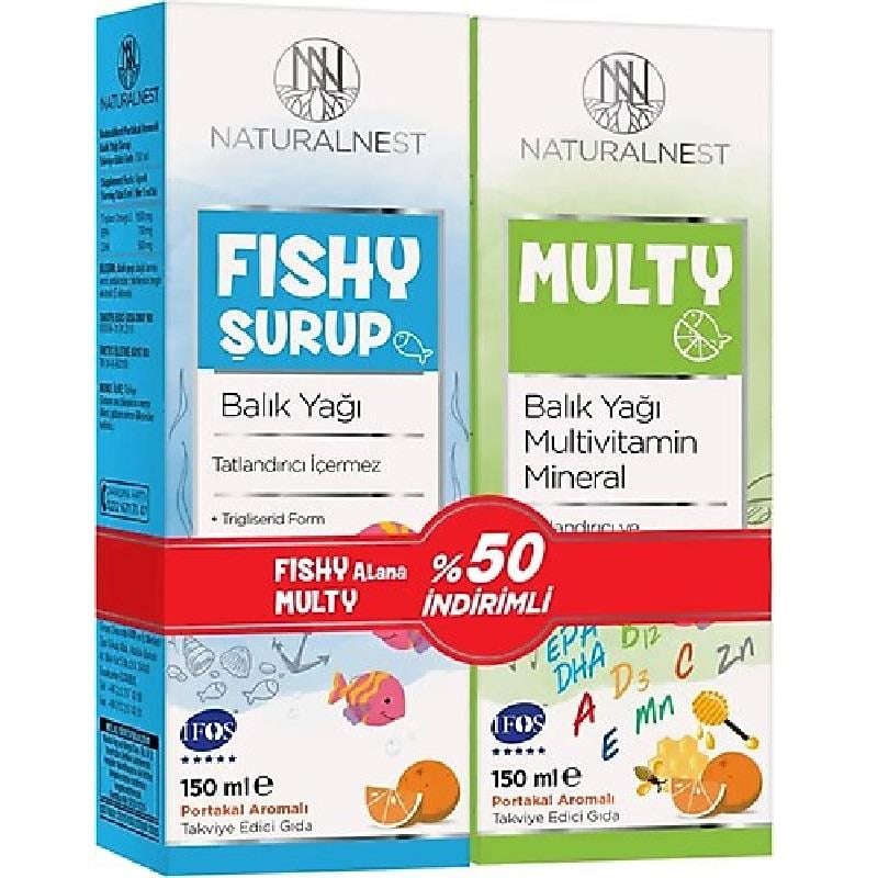 Naturalnest Naturalnest Fishy Şurup 150 ml + Multy Şurup 150 ml