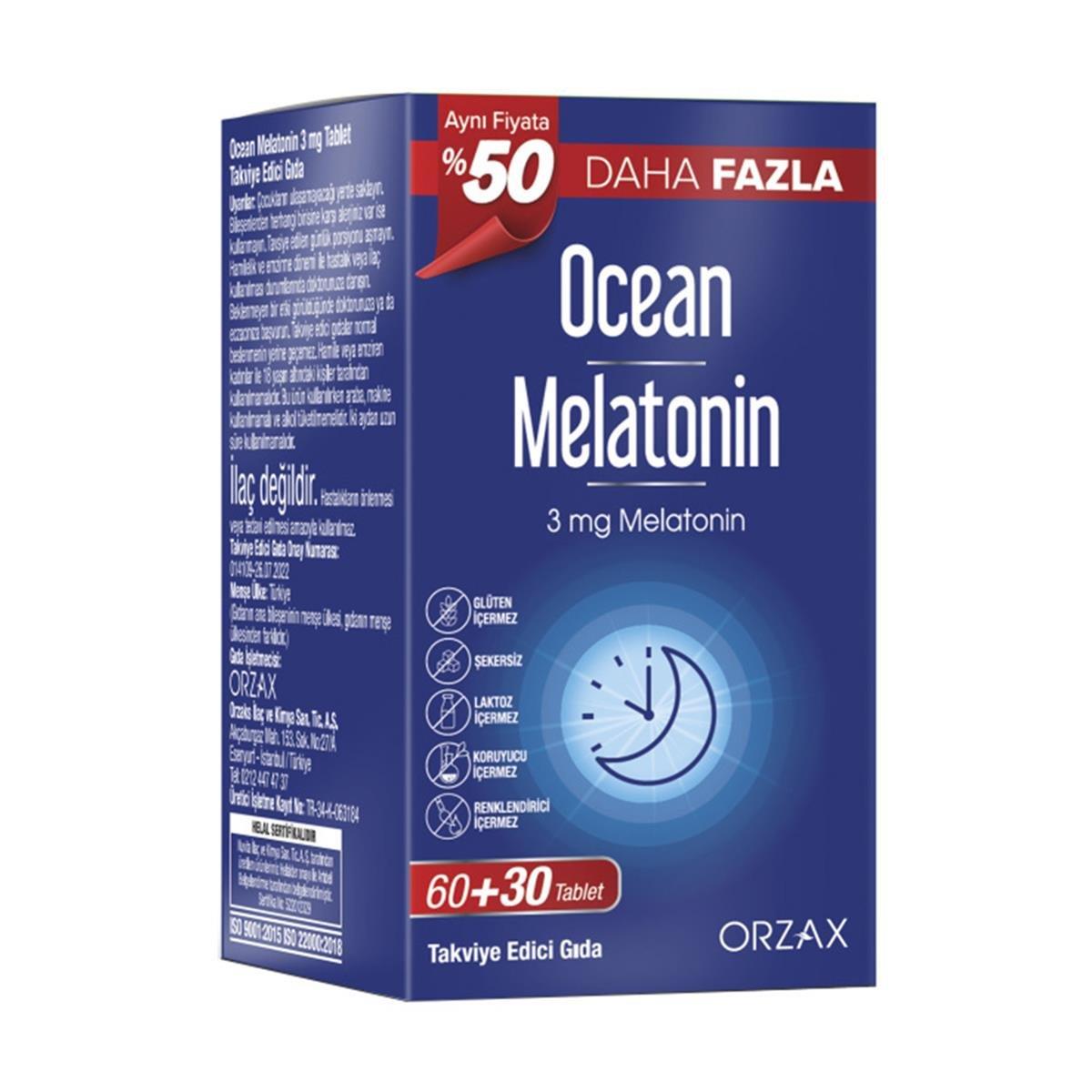 Ocean Ocean Melatonin 3 mg 60+30 Tablet - %50 Daha Fazla