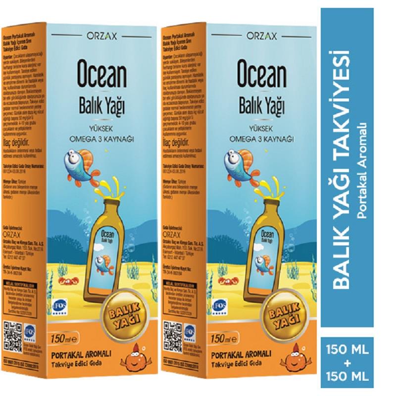 Ocean Ocean Omega 3 Portakal Aromalı Balık Yağı 150 ml - 2 Adet