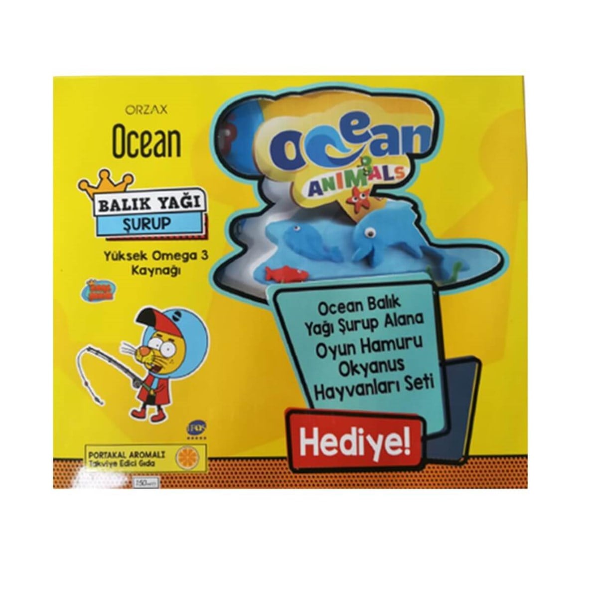 Ocean Ocean Omega 3 Portakallı Balık Yağı Şurubu 150 ml - Oyun Hamuru Okyanus Hayvanları Seti Hediyeli