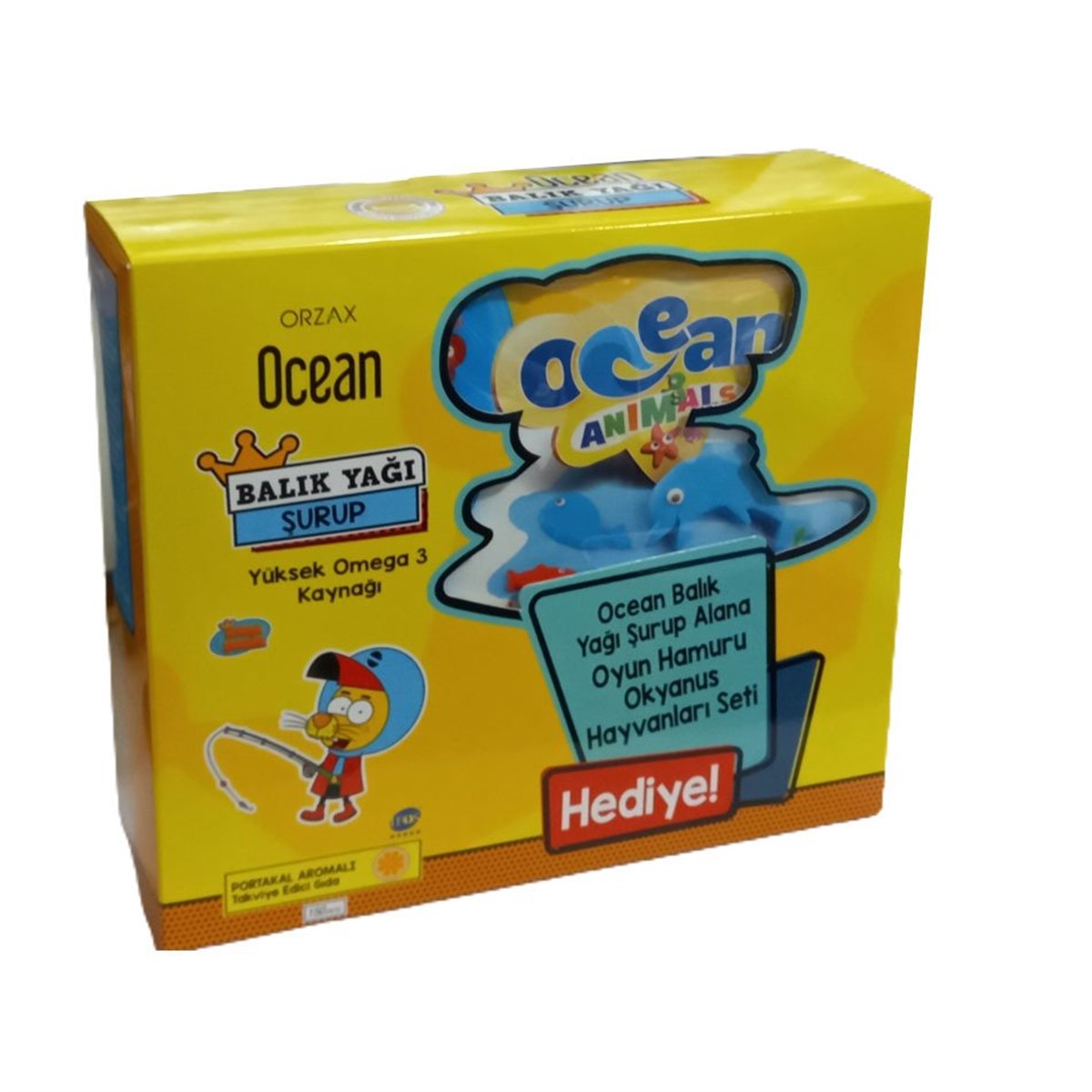OCEAN Ocean Omega 3 Portakallı Balık Yağı Şurubu 150 ml - Oyun Hamuru Okyanus Hayvanları Seti Hediyeli