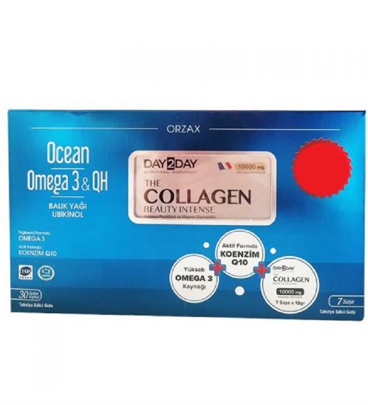 OCEAN Ocean Omega 3 & QH 30 Kapsül + Day2Day The Collagen Beauty İntense 7 Saşe