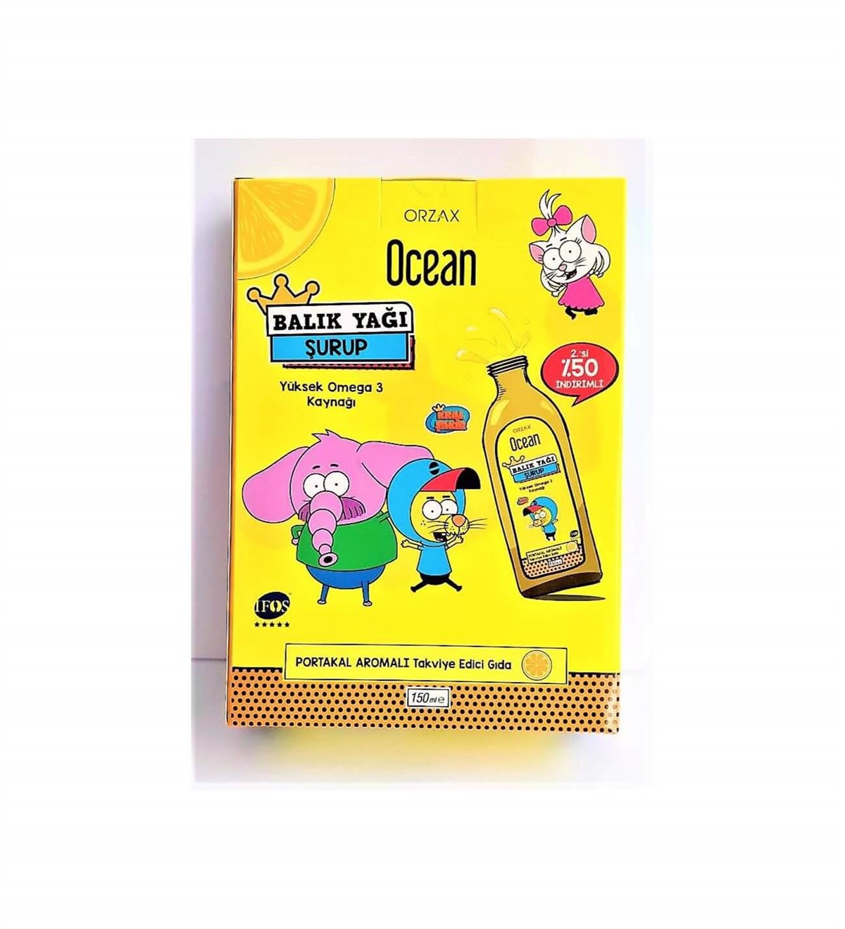 Ocean Ocean Portakallı Balık Yağı Şurubu 2'li Kofre 2x150 ml