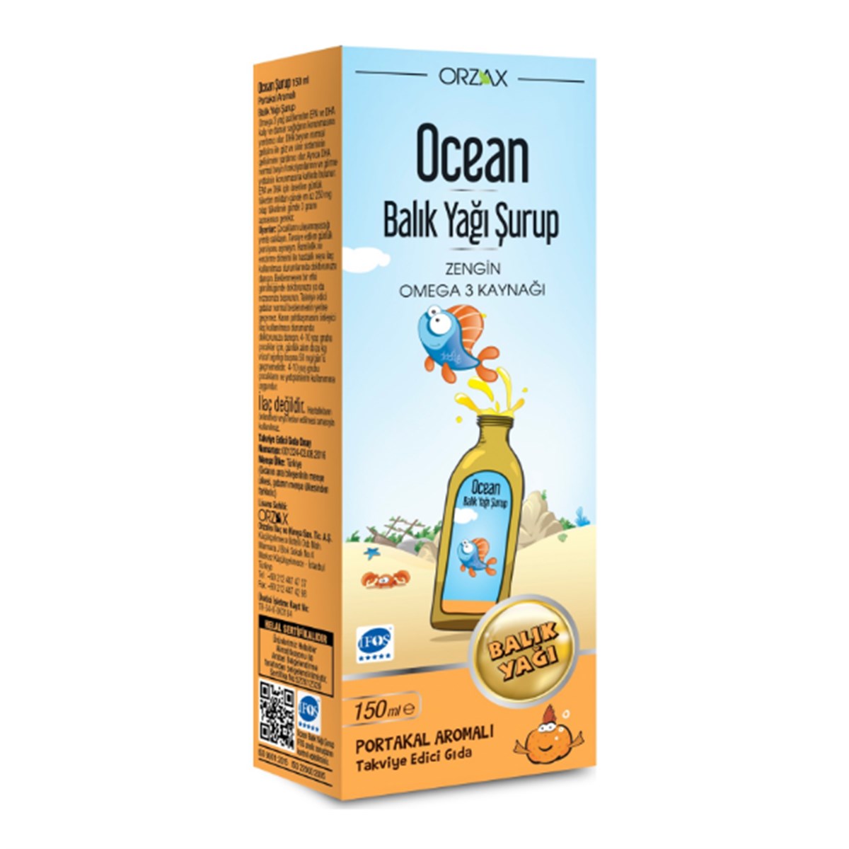 Ocean Omega 3 Balık Yağı Şurubu Portakallı 150 ml