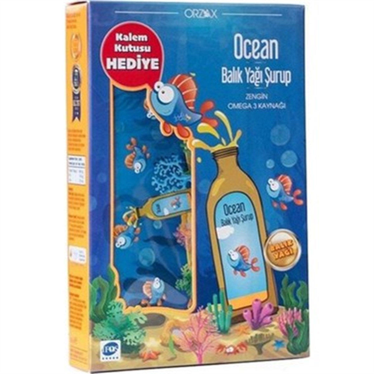 OceanOcean Portakallı Balık Yağı Şurubu 150 ml + Kalem Kutusu Hediyeli Kofre