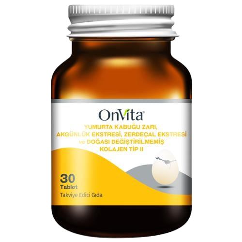 Onvita Onvita Yumurta Kabuğu Zarı + Akgünlük Ekstresi + Zerdeçal Ekstresi + Kolajen Tip II 30 Kapsül