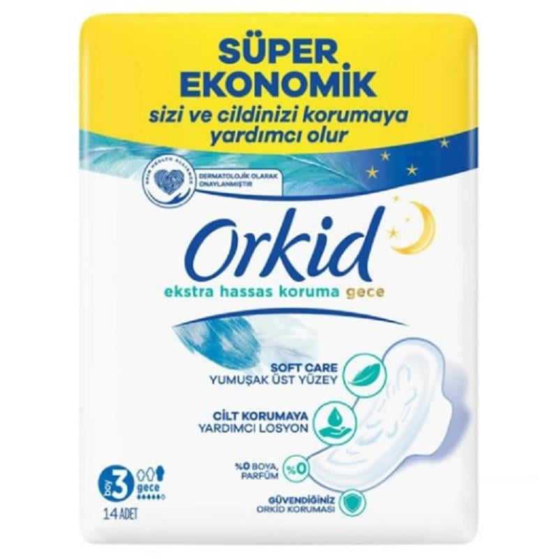 Orkid Orkid Extra Hijyenik Ped Hassas Koruma Dörtlü Uzun 14'lü
