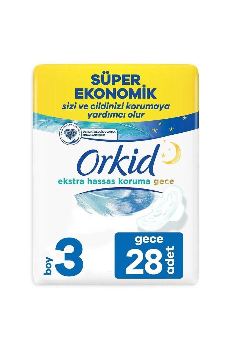 Orkid Orkid Extra Süper Ekonomik Paket Hijyenik Ped Hassas Koruma Gece No: 3 28'li