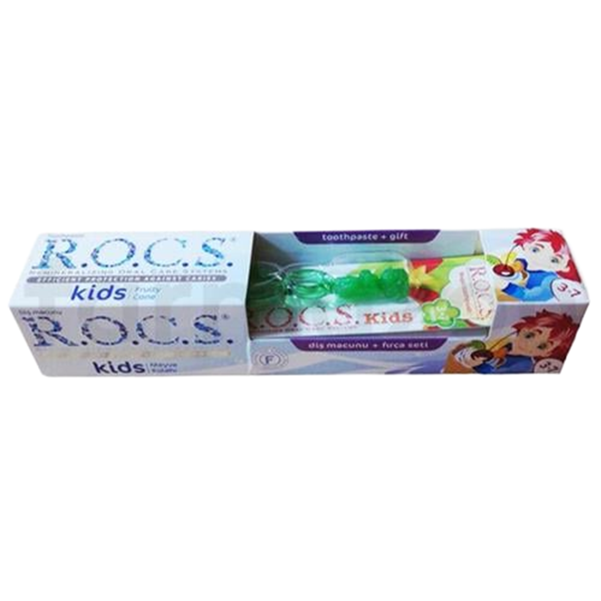 Rocs Rocs Çocuk Diş Macunu 3-7 Yaş Yeşil 35 ml + Fırça